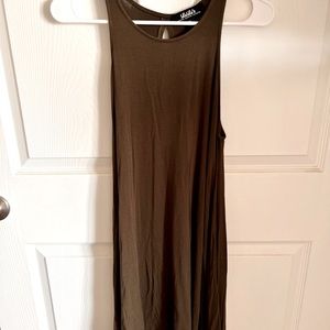 Olive Green Lulu’s Everything You Want Sleeveless Swing Dress with Pockets